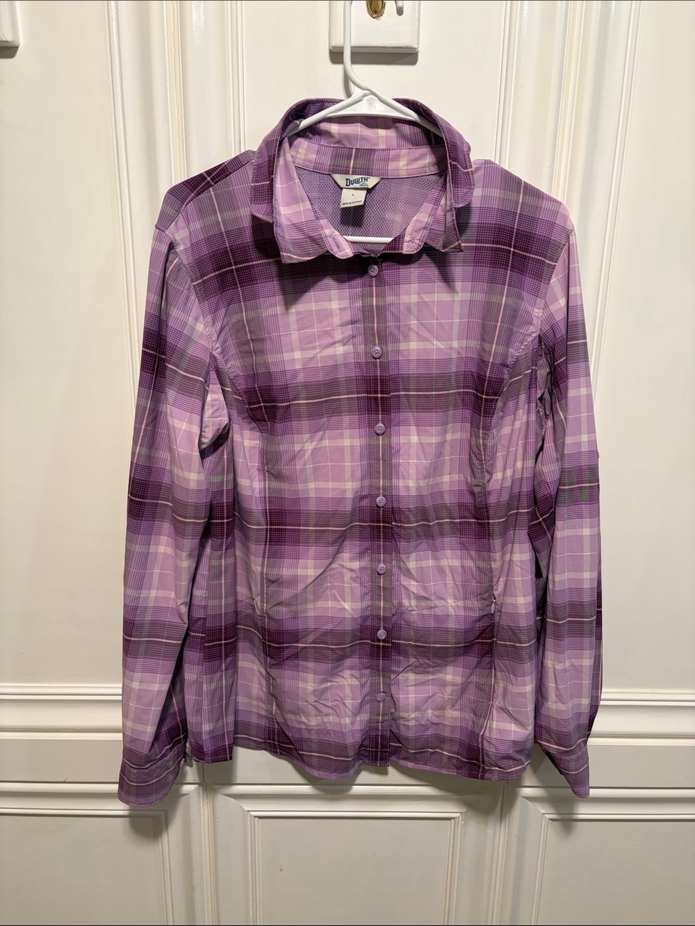 Duluth Trading Co Purple Plaid Long-Sleeve Shirt